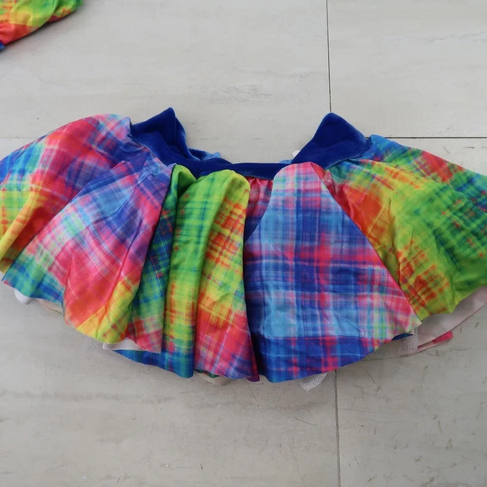 Dance‎ Costume Girls Size LC Dark Blue Velvet Tye Dye with Skirt